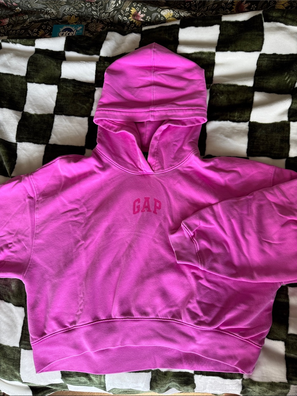 GAP Womens Bright Pink Cropped Hoodie